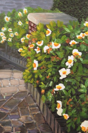 Virágos kerítés  30x20 cm